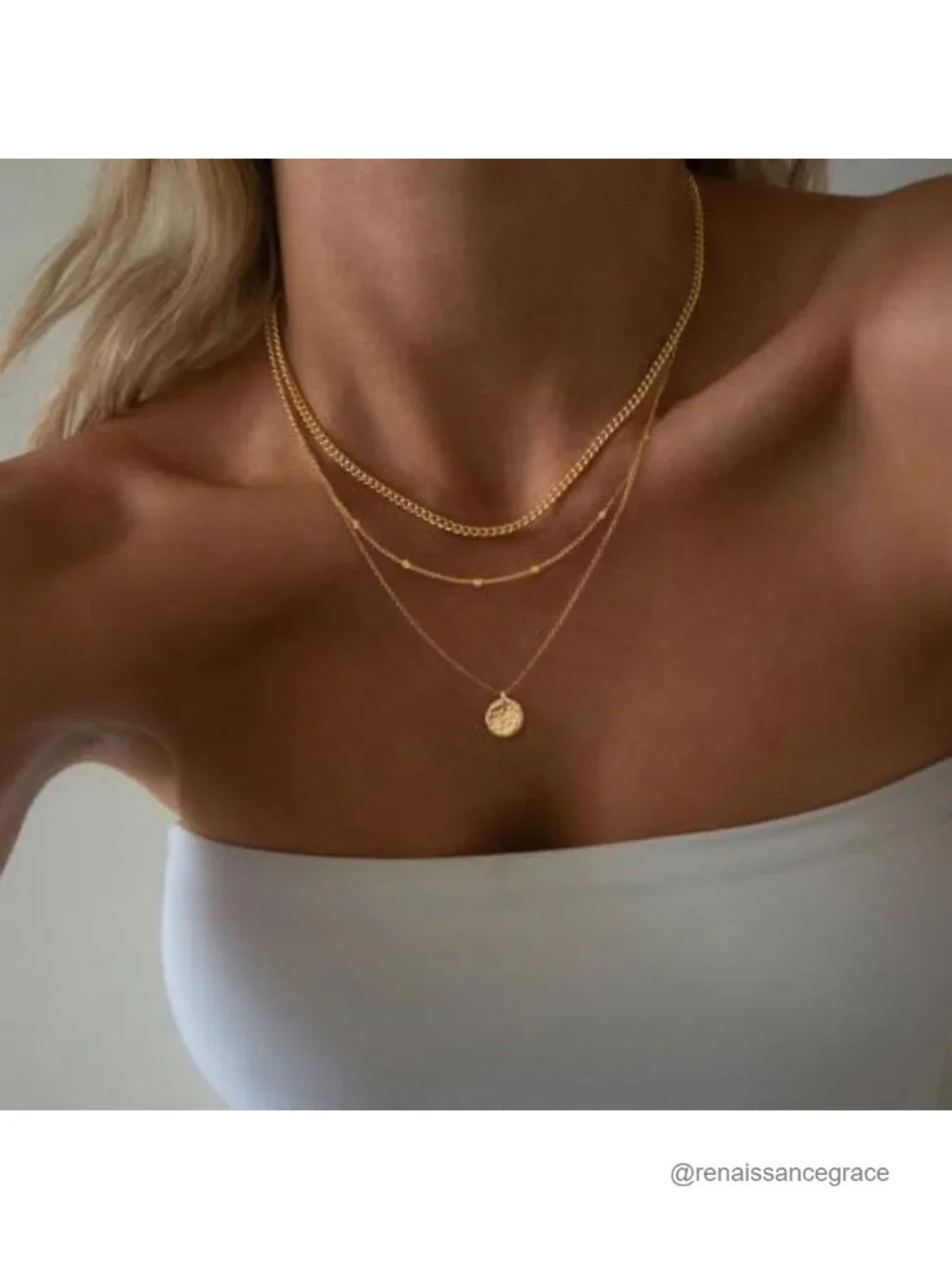 Layered Gold Plated Necklace Set Dainty Layering Chain Choker Stack Women